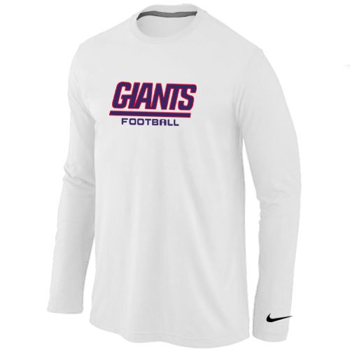 Nike New York Giants Authentic Font Long Sleeve NFL T-Shirt - White